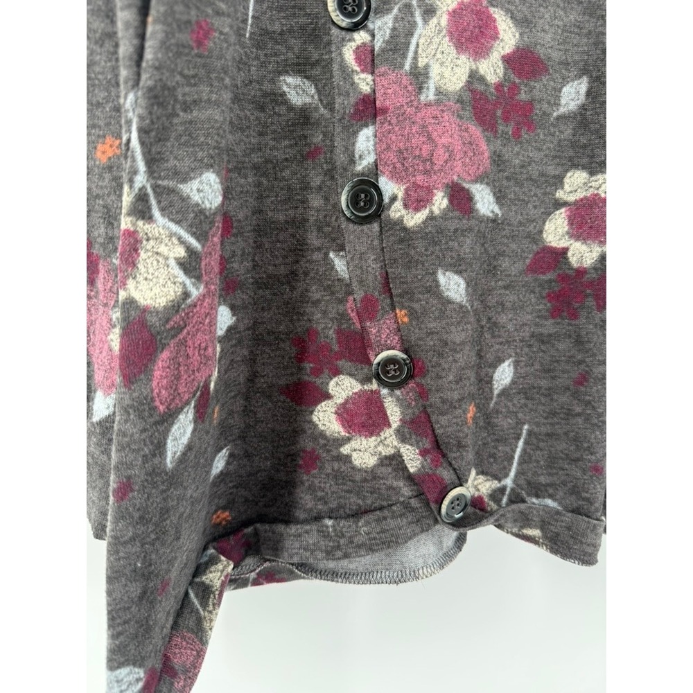 Maurices Floral Knit Top Womens 2X Plus Gray Burgundy Feminine Boho Long Sleeve - Picture 6 of 9